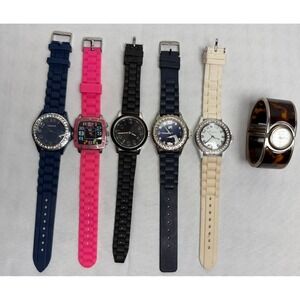 Geneva Hot Kiss Tresso Womens Silicone Band Watches Lot Of 6 For Parts Or Repair